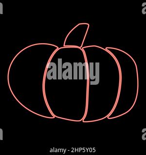 Neon Kürbis Symbol schwarze Farbe im Kreis rot Farbe Vektor Illustration flachen Stil Bild Stock Vektor