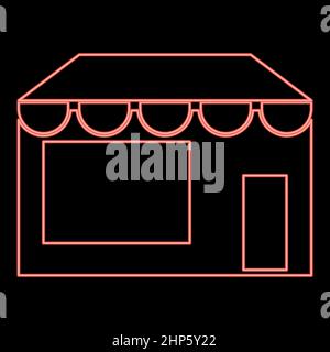 Neon Store Symbol schwarze Farbe im Kreis rot Farbe Vektor Illustration flachen Stil Bild Stock Vektor