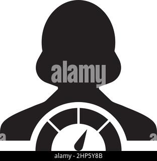 Social Credit System Symbol Score Meter Vektor weibliche Benutzer Person Profil Avatar Symbol für in einer Glyphe Piktogramm Illustration Stock Vektor