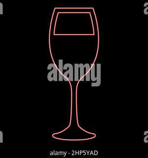 Neon Glas Wein rot Farbe Vektor Illustration flachen Stil Bild Stock Vektor