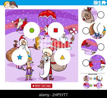 Spiel Stücke Spiel für Kinder mit Santa Claus Zeichen Stock Vektor