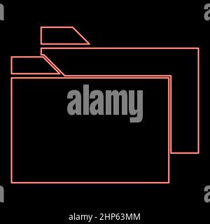 Neon zwei Ordner rot Farbe Vektor Illustration flache Stil Bild Stock Vektor