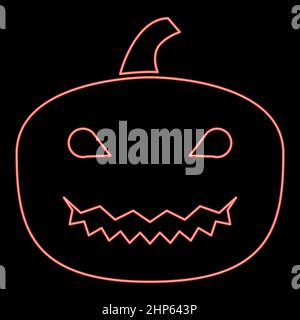 Neon Horror Kürbis rot Farbe Vektor Illustration flachen Stil Bild Stock Vektor