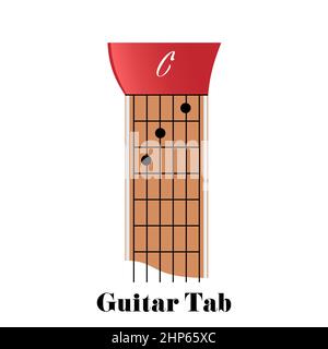Gitarre Tabulator mit Akkord C Stock Vektor