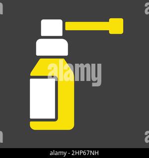 Vektorsymbol für medizinisches Spray auf dunklem Hintergrund. Medizinisches Schild Stock Vektor