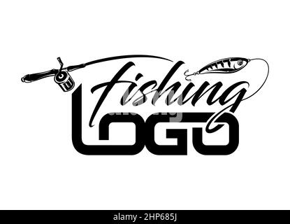 Angeln Wortmarke Logo Vektor-Zeichen Stock Vektor