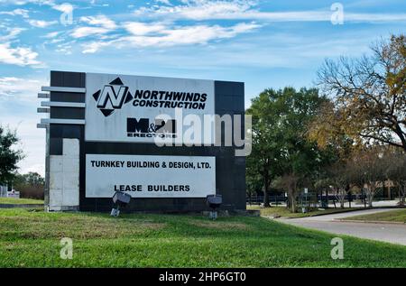 Houston, Texas USA 12-05-2021: Northwinds Construction unterzeichnet Geschäftszeichen in Houston, Texas. Leasing Bauherren Auftragnehmer Dienstleistungen Unternehmen. Stockfoto