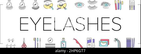 Wimpern Erweiterung Sammlung Icons Set Vector . Stock Vektor