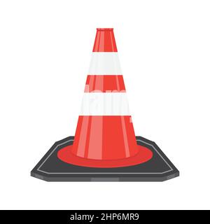 Gestreiftes rotes Verkehrssymbol isoliert auf weißem Hintergrund. Stock Vektor