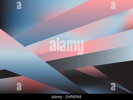 Abstrakt verwischen fließende Formen, polygonale Dreieckslinien geometrisches Muster trendigen Hintergrund. Retro Gradient Textur Grafik Design Vektor Vorlage Copy space Layout Flyer Banner Cover Schwarz rosa blau Stock Vektor