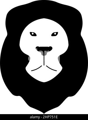 Löwe Tier Wild Katze Kopf Symbol schwarz Farbe Vektor Illustration flachen Stil Bild Stock Vektor