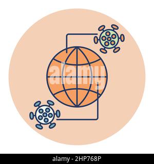 Planet Erde Globus mit Symbol des Coronavirus Stock Vektor