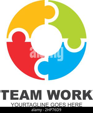 puzzle und Community Social Teamwork Icon Illustration Vektor Stock Vektor