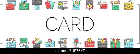 Plastic Card Payment Collection Icons Set Vector . Stock Vektor