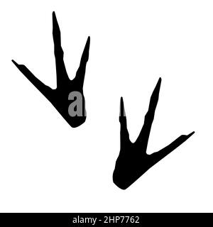 Hähnchen Pfote Symbol auf weißem Hintergrund. Hähnchen Vogel Pfote Fuß drucken Zeichen. Flat-Stil. Stockfoto