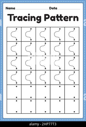 Arbeitsblatt zur Verfolgung von Muster-Wellenlinien für Kindergarten-, Vorschulkinder und Montessori-Schüler zur Verbesserung der Handschriftübungen. Stock Vektor