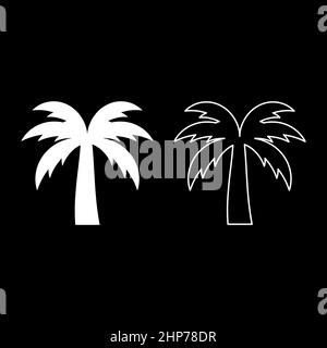 Palme Silhouette Insel Konzept Symbol weiß Farbe Vektor Illustration flach Stil Bild set Stock Vektor