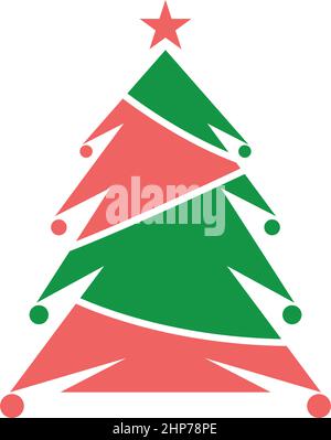 Design-Vorlage für Weihnachtsbaum-Symbol flach Stock Vektor