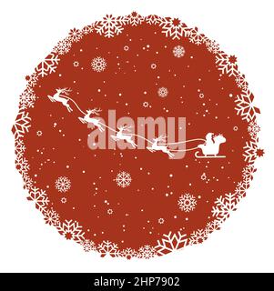 Einfacher weihnachtshintergrund mit fliegendem weihnachtsmann Stock Vektor
