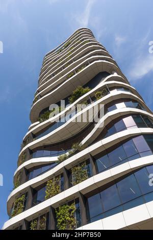 Melbourne, Victoria, Australien - Sitz der Medibank von Hassell, Balkone Stockfoto