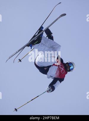 Zhangjiakou, China. 19th. Februar 2022. Nico Porteous aus Neuseeland tritt bei den Olympischen Winterspielen 2022 in Peking am Samstag, den 19. Februar 2022, im Halbpipe-Finale der Männer im Freestyle-Skifahren in Zhangjiakou, China, an. Porteous gewann die Goldmedaille, David Wise aus den Vereinigten Staaten gewann die Silbermedaille und Alex Ferreira aus den Vereinigten Staaten gewann die Bronzemedaille. Foto von Bob Strong/UPI Credit: UPI/Alamy Live News Stockfoto