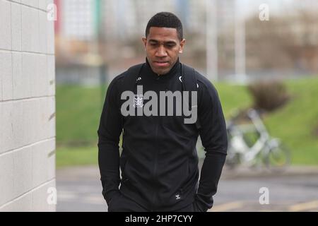 Mitieli Vulikijapani (25) von Hull FC kommt am 2/19/2022 im MKM-Stadion in an. (Foto von David Greaves/News Images/Sipa USA) Quelle: SIPA USA/Alamy Live News Stockfoto