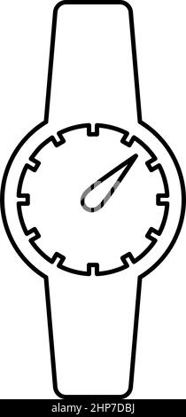 Handgelenk Uhr Uhr Zeitmesser Chronometer Kontur Umriss Symbol schwarze Farbe Vektor Illustration flachen Stil Bild Stock Vektor