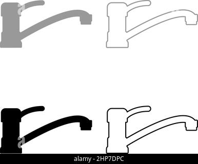 Wasserhahnset Symbol grau schwarz Farbe Vektor Illustration Bild flach Stil solide Füllung Umriss Kontur Linie dünn Stock Vektor