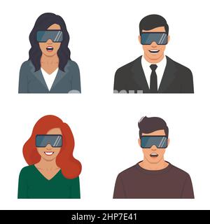 Mann trägt Virtual-Reality-Headset.Vektordarstellung Stock Vektor