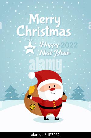Weihnachtsmann mit Geschenktüte und Glocke Stock Vektor