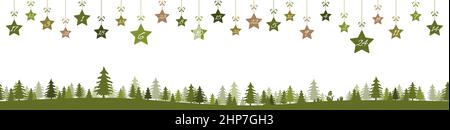 weihnachts-Adventskalender 1 bis 24 auf hängenden Sternen Stock Vektor