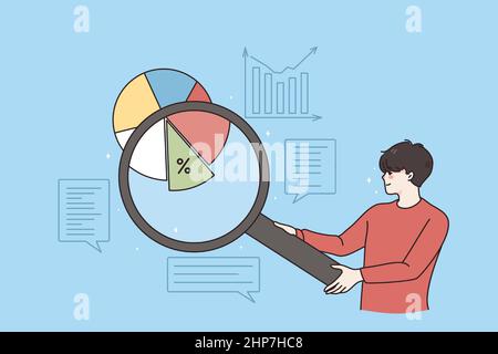 Untersuchung des Geschäftskonzepts für Marktanteile. Stock Vektor