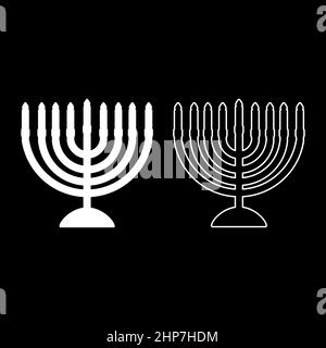 Chanukah Menorah jüdischen Feiertag Kerzenleuchter mit Kerzen Israel Kerzenhalter Symbol weiße Farbe Vektor Illustration flachen Stil Bildsatz Stock Vektor