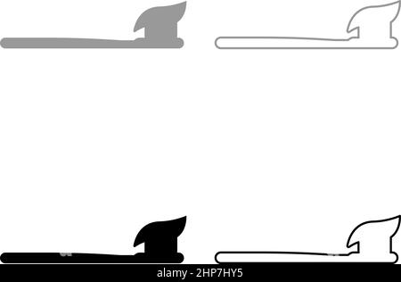 Zahnbürste mit Pasta Zahnpasta Konzept der Zahnmedizin Set Symbol grau schwarz Farbe Vektor Illustration Bild flach Stil solide füllen Kontur Kontur Linie dünn Stock Vektor