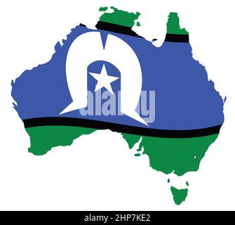Torres Strait Islander Flagge Auf Der Karte Von Australien Stock Vektor