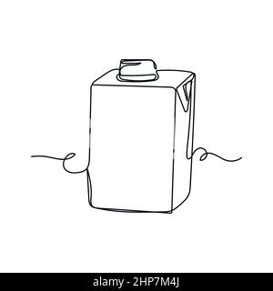 Vektor abstrakt kontinuierliche eine einzige einfache Linie Zeichnung Symbol der Milch oder Saft Paket in Silhouette Skizze. Stock Vektor