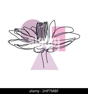 Vektor abstrakt kontinuierliche eine einzige Linie Zeichnung Symbol der Blumenlilie in Silhouette Skizze. Perfekt für Grußkarten, Partyeinladungen, Poster Stock Vektor