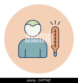 Vektorsymbol Fieber hohe Temperatur. Covid-Schild Stock Vektor