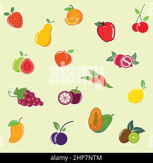 Obst Cliparts Set Vektor Illustration Design Vorlage Stock Vektor