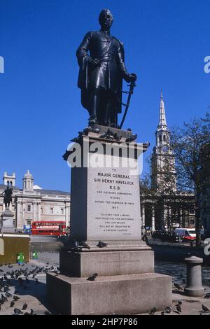 Bronzestatue von Henry Havelock vom Bildhauer William Behnes. Trafalgar Square in London, Großbritannien Stockfoto