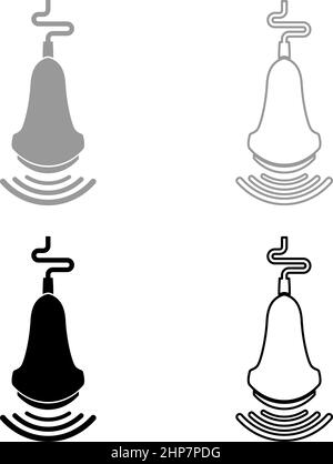 Ultraschall-Tool mit Welle medizinischen Diagnosegerät Ausrüstung echograpy set Symbol grau schwarz Farbe Vektor Illustration Bild flach Stil solide füllen Kontur Kontur Linie dünn Stock Vektor