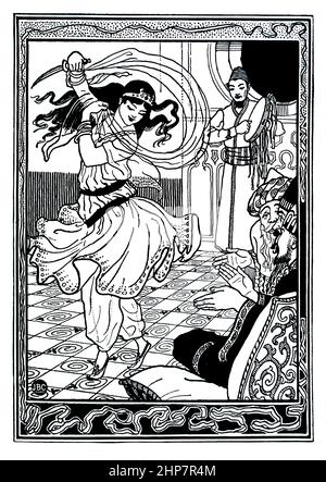 Dancer in Exotic Harem, 1896 Ali Baba Illustration von J B Clark aus Sindbad The Sailor und Ali Baba and the Forty Thieves, herausgegeben von Lawrence and B Stockfoto