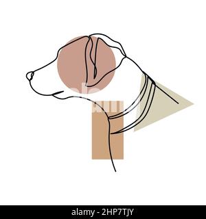 Vektor abstrakt kontinuierliche eine einzige Linie Zeichnung Symbol des Hund Tier Konzept in Silhouette Skizze. Perfekt für Grußkarten, Partyeinladungen, Poster Stock Vektor