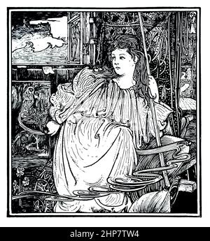 Frau im Jugendstil, 1896 Illustration von Charles Robinson, aus Make Believe, von Henry Dawson Lowry, herausgegeben von John Lane Stockfoto