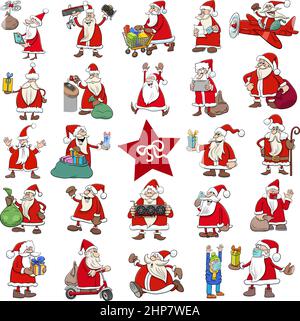 Cartoon Weihnachtsmann Weihnachtsfiguren großen Satz Stock Vektor