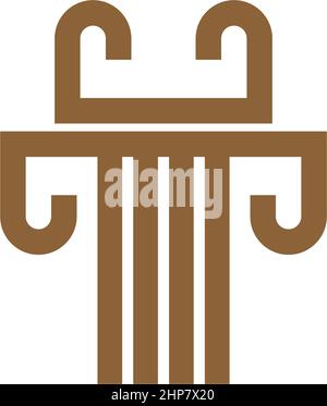 Flache Designvorlage mit Säulen-Symbol-Logo Stock Vektor