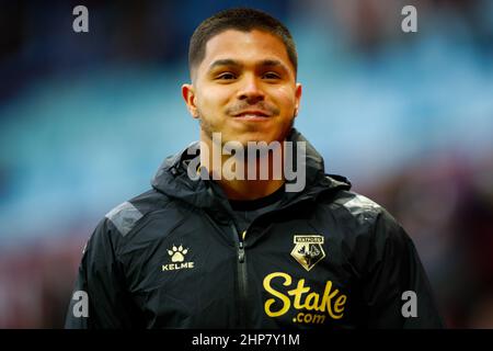 Birmingham, Großbritannien. 19th. Februar 2022. 19th. Februar 2022 ; Villa Park, Aston, Birmingham, West Midlands, England, Premier League Football, Aston Villa gegen Watford; Cucho Hernandez von Watford während des Vorspiel-Warm-up Credit: Action Plus Sports Images/Alamy Live News Stockfoto