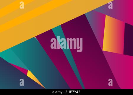 Konstruktion futuristische Konzept Vektor künstlerische Vorlage kopieren Raum Design. Neongelb Magenta Retro-Farbverlauf. Abstrakte Textur geometrische Formen Linienmuster. Gestreifte Kachel Grafik Hintergrund Stock Vektor