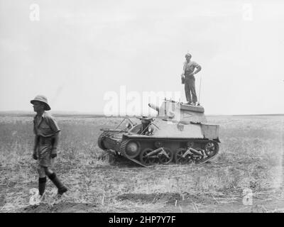 Geschichte des Nahen Ostens: Palästina-Unruhen 1936. Signal am Panzertank ca. 1936 Stockfoto