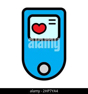 Pulsoximeter-Symbol. Messung von Puls und Sauerstoff im Blut. Diagnose einer Lungenentzündung. vektordarstellung isoliert auf weißem Hintergrund Stock Vektor